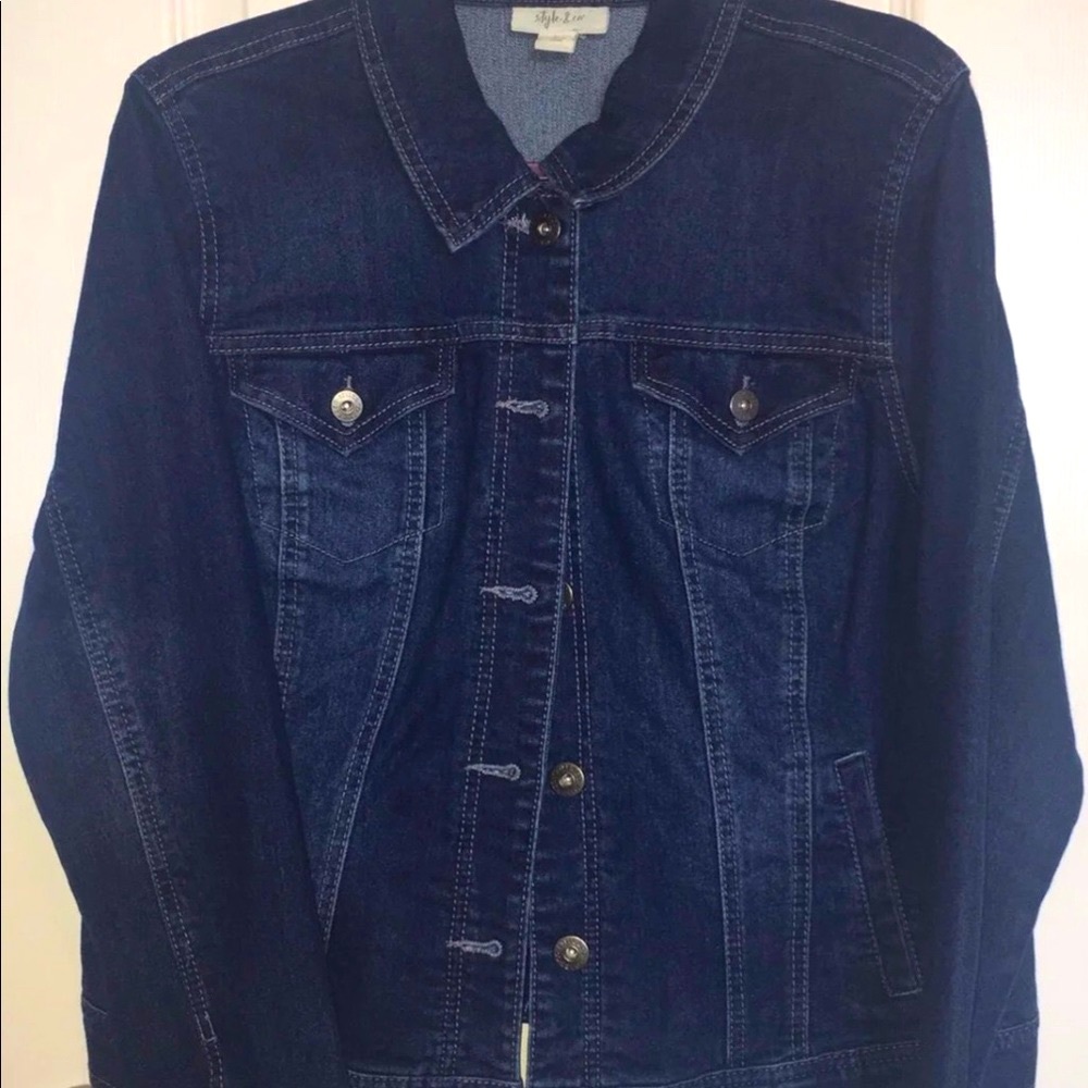Southwestern print blue denim jacket size Large